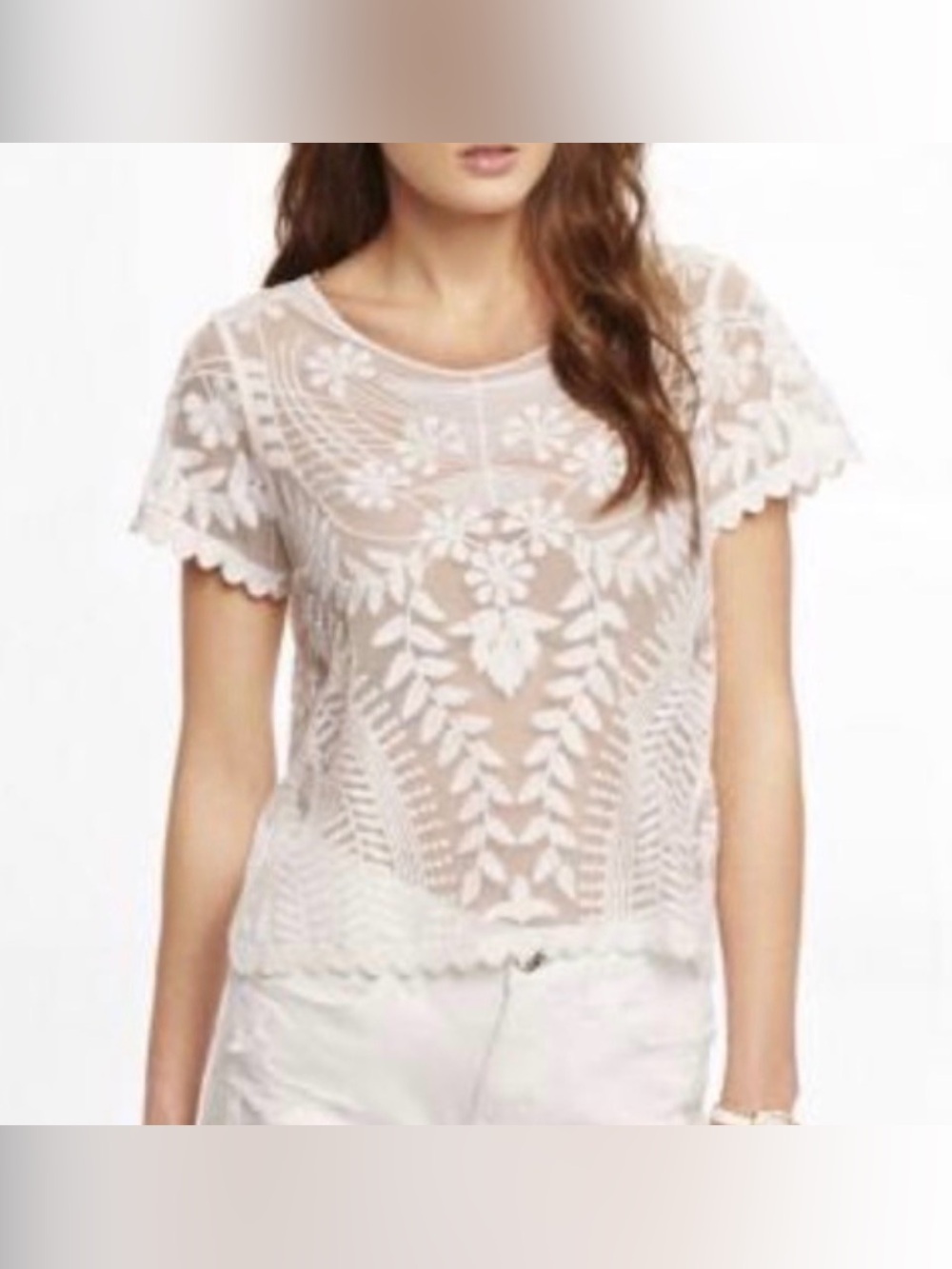 Express Cream Baroque Lace Blouse EUC Size Medium